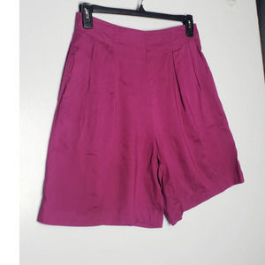 VTG 80s 90s Partners High Waist Pleated Flowy Rayon Pink Bermuda Shorts Medium